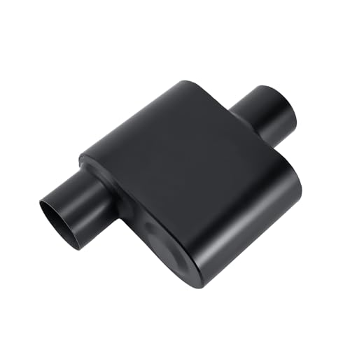 Muffler Single Chamber 2.25 Universal Mufflers Performance Muffler 2.25 inch exhaust replacement,Aggressive Deeo Sound,Black(2.25" offset in/center out/overall 13") - size: 2.25" offset in | 2.25" center out | overall 13", style: Offset in | Center out