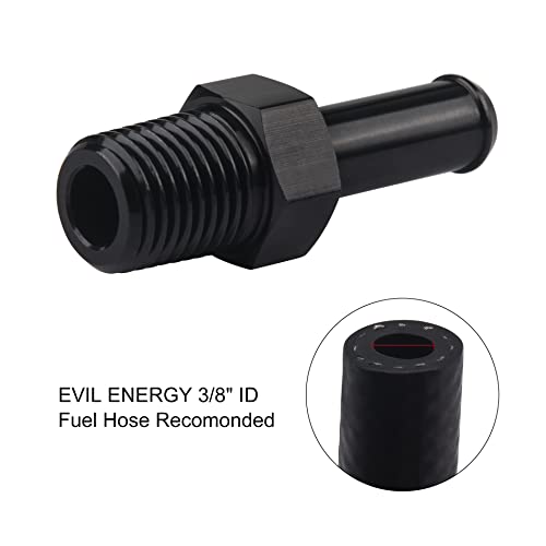 EVIL ENERGY 1/4" NPT Male to 3/8" Barb Fitting Adapter Straight Aluminum Black 2PCS - size: 1/4 NPT to 3/8 Brab