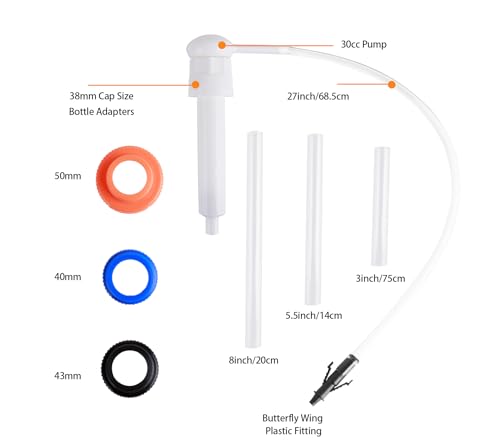 Automotive Fluid Transfer Hand Pump, 30cc Capacity for Gallon Bottles, Oil and Antifreeze Transfer, Wide Mouth Quart Bottles