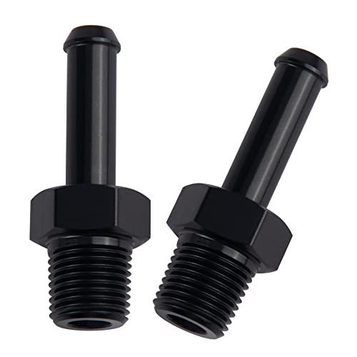 EVIL ENERGY 1/8" NPT Male to 1/4" Barb Fitting Adapter Straight Aluminum Black 2PCS - size: 1/8 NPT to 1/4 Barb