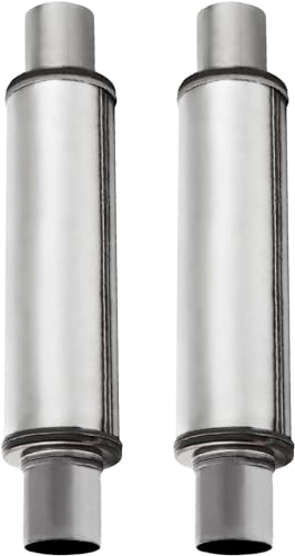 2.25'' Exhaust Muffler, 2.25" Inlet/Outlet Exhaust Muffler Universal Resonator Stainless Steel Straight Through Design Exhaust Tip,20'' Overall Deep Sound for Cars (2.25'' Inlet 2.25'' Outlet) 2pack - size: 2.25in inlet-2pcs