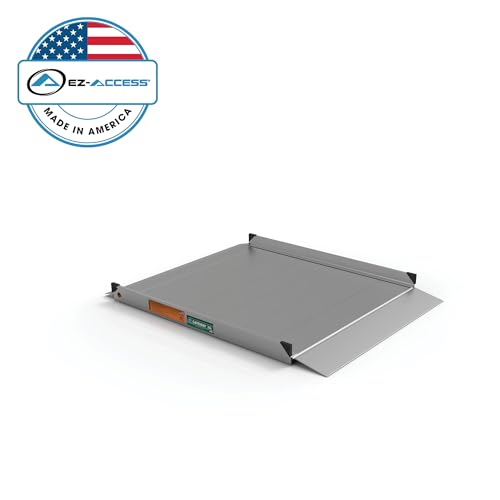 EZ-ACCESS - Aluminum Portable Wheelchair Ramp - Heavy Duty Mobility Device, Handicap Ramp with Textured Surface for Steps, and Self-Adjusting Bottom Transition Plates - 3G 4-Foot - size: 48 Inch (Pack of 1), style: Ramp Only