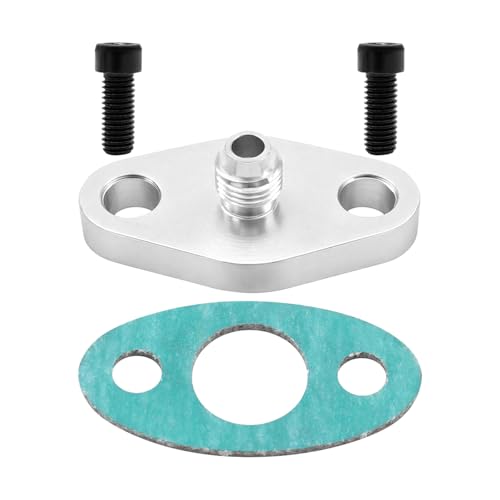 AN4 Oil Drain Flange, Aluminum Alloy Vehicle Turbo Oil Return Drain Flange Adapter with Gasket & Bolts, Leak Proof Automotive Replacement Accessories, Compatible with T3 GT42 T04 - size: AN4