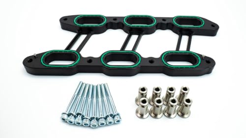 Intake Manifold Spacer and Throttle Body Spacer Kit Compatible with 3.0L EcoBoost Engines | Billet Aluminum Performance Airflow Upgrade | Hardware Included (Black) - color: Black