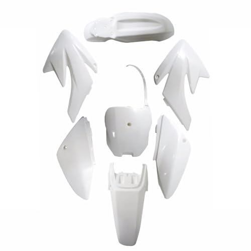 CRF70 XR70 Plastic Fairing Fender Kit with Fuel Tank & Petcock, 7PCS Body Plastics for 110cc–250cc Dirt Pit Bike (White) - color: White Plastics
