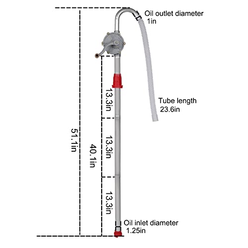 Vevitts 15-55 Gallon Rotary Hand Drum Pump, Heavy Duty Aluminum Barrel Pump for Kerosene Gasoline Oil Diesel Fuel Hydraulic Fluid
