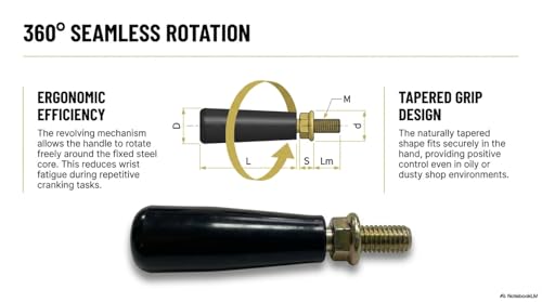 M12 Revolving Handle Double Nut - Clamps Any Flat Bracket, No Tapped Hole - size: M12 X 120 Double Nut