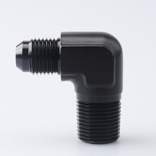 AC PERFORMANCE AN6 to 3/8" NPT Male 90 Degree Fitting Aluminum Black - color: Black, size: 6AN to 3/8 NPT