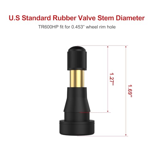 SUNSOUL TR600HP High Pressure Brass Stem EPDM Rubber Snap-in Tire Valves, Fit for 0.453 inch 11.5mm Rim Holes and for Most of Pick-up, Heavy-Duty Vehicles, Pack of 50pcs Valves - color: TR600HP-50pcs