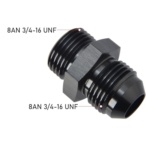 8AN Male Flare to 8AN ORB O-ring Boss Fuel Pump Rail Adapter Fitting Aluminum Black - color: Black - 1PC, size: 8AN to 8AN ORB