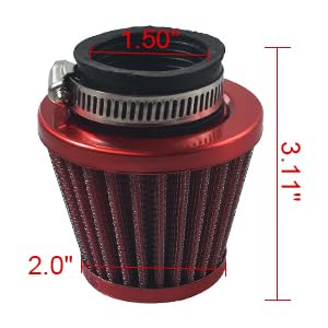 38mm 1.5" Red Air Filter Intake - color: Red