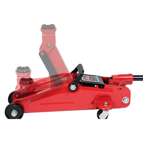 K Tool International 63097A 2 Ton Automotive Trolley Floor Jack with Jack Stands for Garages, Repair Shops, and DIY, 4,000 lbs. Capacity, Hydraulic Lifting Range 5-1/8" to 13", Heavy Duty Steel, Red