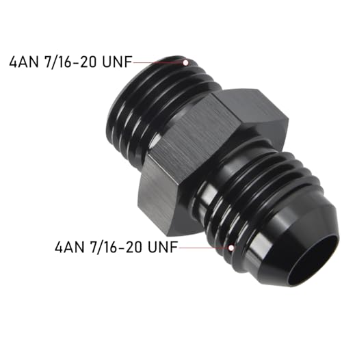 4AN Male Flare to 4AN ORB O-ring Boss Fuel Pump Rail Adapter Fitting Aluminum Black - color: Black - 1PC, size: 4AN to 4AN ORB