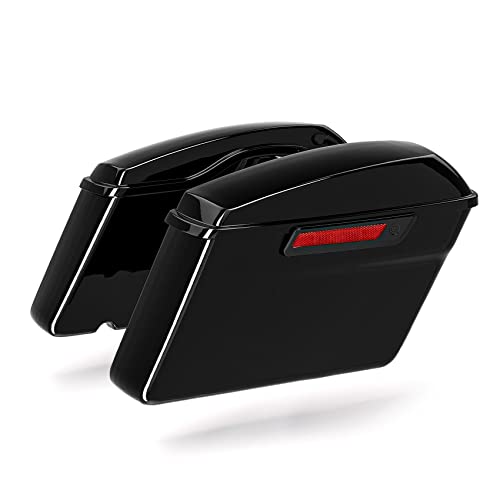 TCMT Vivid Black Hard Saddlebags Saddle Bags Fits For Harley 2014-2024 Road King Electra Glide - color: Vivid Black Black Latches, size: Standard Saddlebags