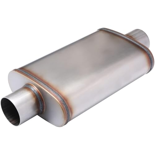 Universal 409 Stainless Muffler Straight-Through Performance Muffler Exhaust, center in | center out (2") - size: 2"