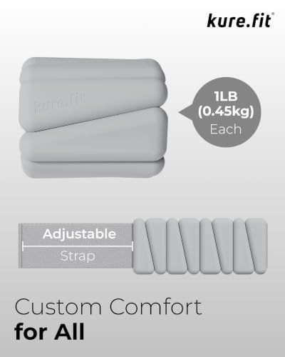 Pilates Wrist & Ankle Weights | Adjustable Weighted Bangles | 1/2/3LB Each - color: Gray, size: 1 LB