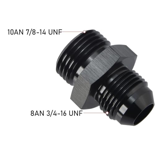 8AN Male Flare to 10AN ORB O-ring Boss Fuel Pump Rail Adapter Fitting Aluminum Black - color: Black - 1PC, size: 8AN to 10AN ORB