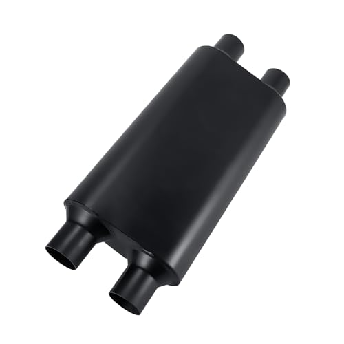 Universal 80Series Mufflers 3.0 Inch Dual Inlet (ID) 3.0 Inch Dual Outlet (ID), 3 Chamber Performance Automotive Muffler Exhaust FH20D20 - color: Black, size: 3"