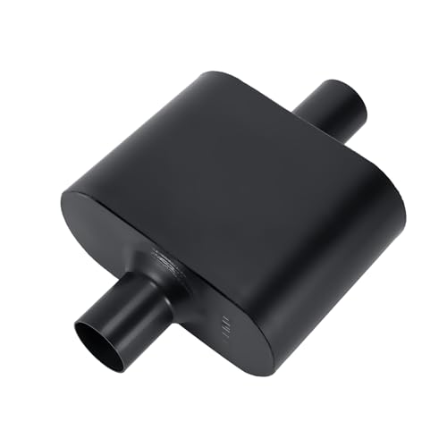 Muffler 2 inch Single Chamber 2.0" Universal Mufflers Performance Exhaust Muffler 2.0 inch,Aggressive Sound,Black(2" center in/out) - size: 2" center in | 2" center out | overall 13", style: Center in | Center out
