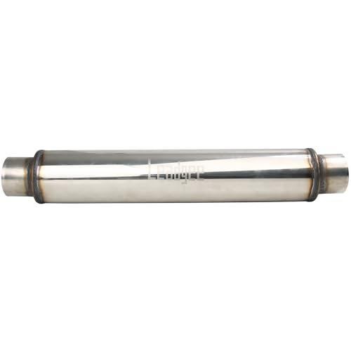 2.5" Inlet/Outlet Exhaust Muffler 2 1/2" Resonator Muffler 3.5" Round 18" Body Length 22" Overall Length Stainless Moderate Sound Universal Exhaust Resonator