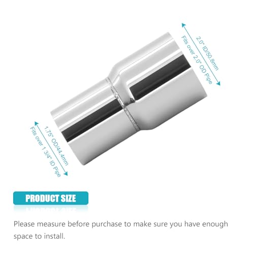 Universal 1.75'' OD to 2'' ID Exhaust Pipe Adapter Connector Reducer 304 Stainless Steel 1.75 Inch to 2.0 Inch 1 3/4” OD to 2” ID kit - size: 1.75" OD to 2" ID