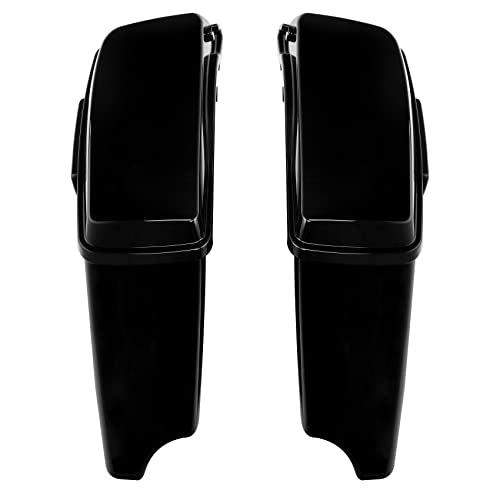 TCT-MOTORPARTS 4" Stretched Hard Saddlebags Fit for CVO Street Glide 14-24 - color: Vivid Black w/ Black Latches