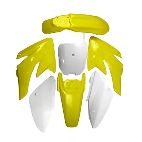 CRF70 XR70 Plastic Fairing Fender Kit with Fuel Tank & Petcock, 7PCS Body Plastics for 110cc–250cc Dirt Pit Bike (Yellow) - color: Yellow Plastics