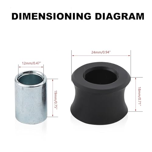 Minho 4Pcs 12MM Rear Shock Absorbing Suspension Bushing Set in Rubber Material Compatible with Most Motorcycles Scooter ATV UTV Go Kart,Black Color - color: black, size: ID; 12MM