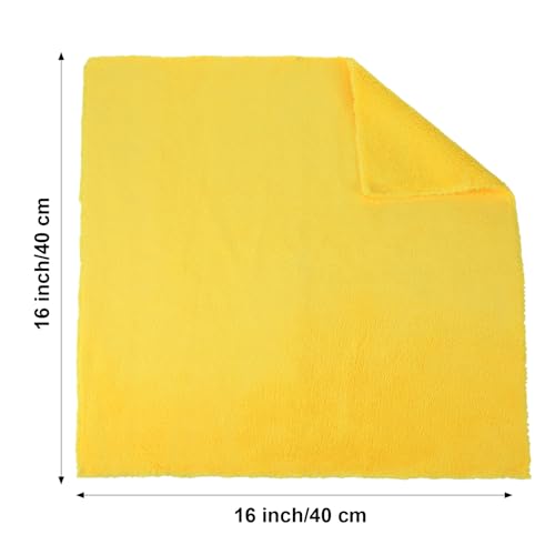 Shimeyao 30 Pcs 16 x 16 Inch Edgeless Microfiber Plush Towels for Cars Detailing Drying Wash Polishing Absorbent Cleaning Cloths, 500 GSM (Black, Yellow) - color: Black,yellow, size: 16 x 16 Inch