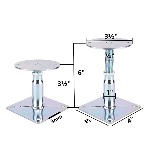 2 Pack Adjustable Floor Jack, 3.5 to 6 Inch, Mini Screw Jack, RV Step Stabilizer, House Leveling - size: 2 Pack 3.5-6 inch