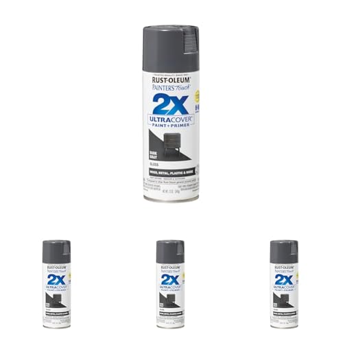Rust-Oleum 334031 Painter's Touch 2X Ultra Cover Spray Paint, 12 oz, Gloss Dark Gray (Pack of 4) - color: Gloss Dark Gray, size: 12 Ounce (Pack of 4)