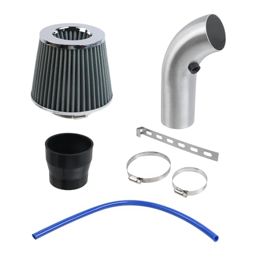 Modengzhe Cool Air Intake Kit, 3" Universal Induction Flow Tube Kit, Silver - color: Silver