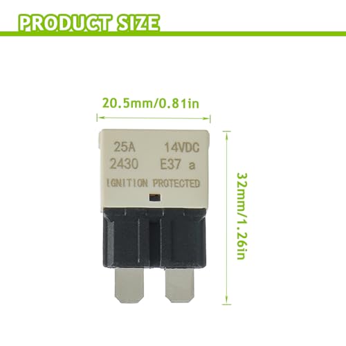 25A DC 12V-14V Auto Reset Circuit Breaker ATC/ATO Low Profile T1 Mini Blade Fuses Breakers for Car Trucks Marine Boat RV Solar and More,2 Pack - style: E37-ATC/ATO-Auto Reset