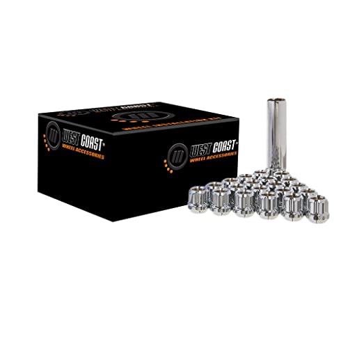 1/2" Open Bulge Acorn Spline Lug Nuts 0.85" 5 Lug Install Kit Chrome