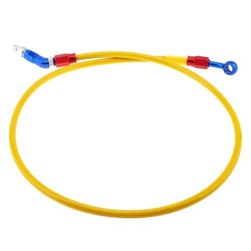 Windance 39inch/100cm 28 Degree Banjo 45 Degree Joint M10 Hydraulic Brake Oil Hose Stainless Steel Braided Brake Line for Motorcycle Scooter ATV Dirt Pit Bike (Yellow, 39inch/100cm) - color: Yellow