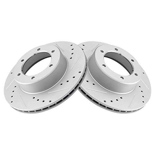 TRQ Performance Front Brake Rotor Set Coated Drilled Slotted - style: BRA74794