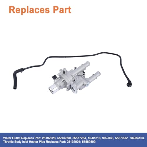 Aluminium Engine Coolant Thermostat Housing Assembly Kit(with Throttle Body Inlet Heater Pipe).Fit for Chevy Cruze 2011-2016, Chevy Sonic 2013-2018 1.8L .Replaces Part # 25199824,25192228,25192904.