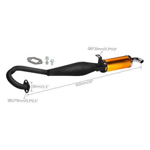 2-Stroke Exhaust Muffler Pipe Silencer with Expansion Chamber & Gasket – Angled Design for 47cc 49cc Mini Dirt Bikes, Pocket Bikes, Kids ATV – Easy Installation Performance Upgrade