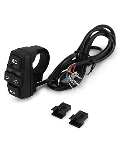 QWORK® 3 in 1 Motorcycle Handlebar Control Switch - Headlight, Turn Signal, Horn Mount on 22mm 7/8 Inch Handlebar for Motorbike, Electric Bike, E-Scooter