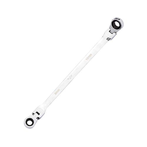 BULLTOOLS Flex-Head Extra Long Ratcheting Wrenches Double Box End Chrome Vanadium Steel 72-Tooth Wrench with Metric 8 mm x 10 mm - size: 8mmx10mm
