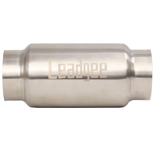 3" Inlet&Outlet Exhaust Resonator,9" Overall Length Center Straight Through Stainless Steel Muffler,Polished - size: 3" Inlet 9" Overall Length-1pc