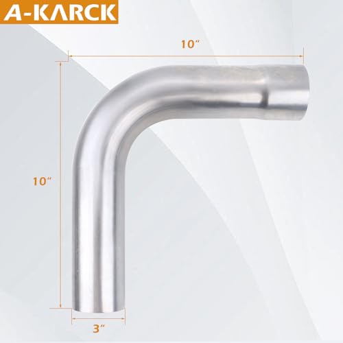 A-KARCK Exhaust 90 Degree Tube 3" OD, Mild Steel Exhaust Pipe Mandrel Bend, Custom Your Own Exhaust System - size: 3 inch 90 Degree