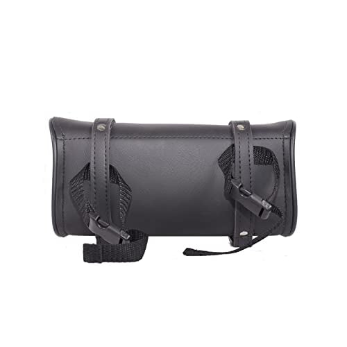 GARGOYLE BELLS Motorcycle Tool Bag Leather Motorcycle Handlebar Bag Universal Motorcycle Fork Bag Saddlebags Sissy Bar Storage Tool Bag for Motorcycle - color: Black with Flames, size: 10"