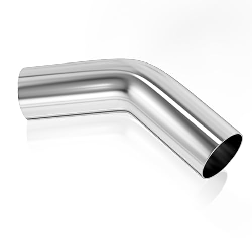 GASHER 2PCS 45 Degree Aluminum Alloy Tube Intercooler Pipe Air Intake Tube 1"OD, Leg Length 4" (100mm) - color: 45 degree, size: 1"OD (2 PCS)
