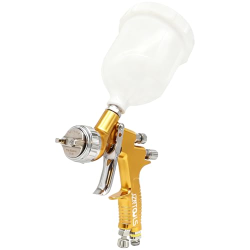 HVLP Spray Gun with 1.3mm Plum Blossom Shape Nozzle, Stainless Steel, Gold, Paint Sprayer Premium Tool Kit for Car & Automotive, Furniture, House Finishing, Varnish and Top Coat - style: Gold(Plum Blossom Nozzle)