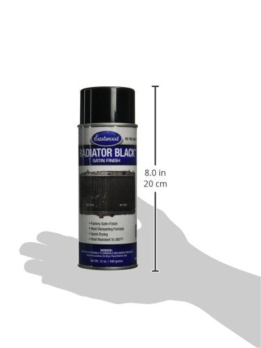 Eastwood High Heat Resistant Radiator Paint | Satin Black for Automotive Radiators | Stone and Chip Resistant Paint Finish | Heat Resistant To 300° F | 12 oz | 1 Pack