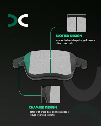 SCITOO Disc Brake Pads Sets Semi-Metal 8pcs Fit For Ford For Fusion 2013-19 - size: Front D1653 & Rear D1665