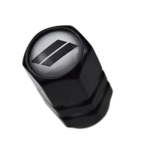 (Set of 4) 63mm=2.5 inches // Slash Wheel Center Caps Covers HubCaps + Tire Valve Stem Caps Trim for Dodge Charger Challenger Durango Hornet Dart R/T SRT Magnum Nitro Journey Caliber Avenger - color: black // on silver wheel caps + tire valve caps