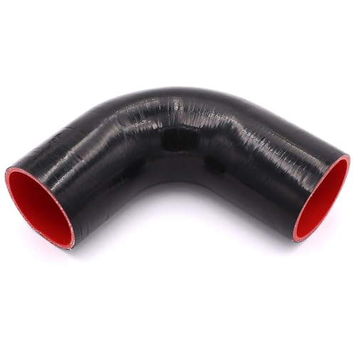 90 Degree Elbow Coupler Silicone Hose 4-Ply 3.5-inch(89mm) for Turbo/Intercooler/Intake Piping,Length 120mm Thickness 5mm with T-Bolt Clamp - size: 3.5 Inch