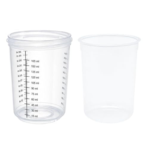 50 Pack Disposable Paint Spray Gun Cup Liners and Lid System 6oz (180ml), 50 Cups Liners, 50 Lids with Strainer, 1 Hard Cup, 20 Plugs